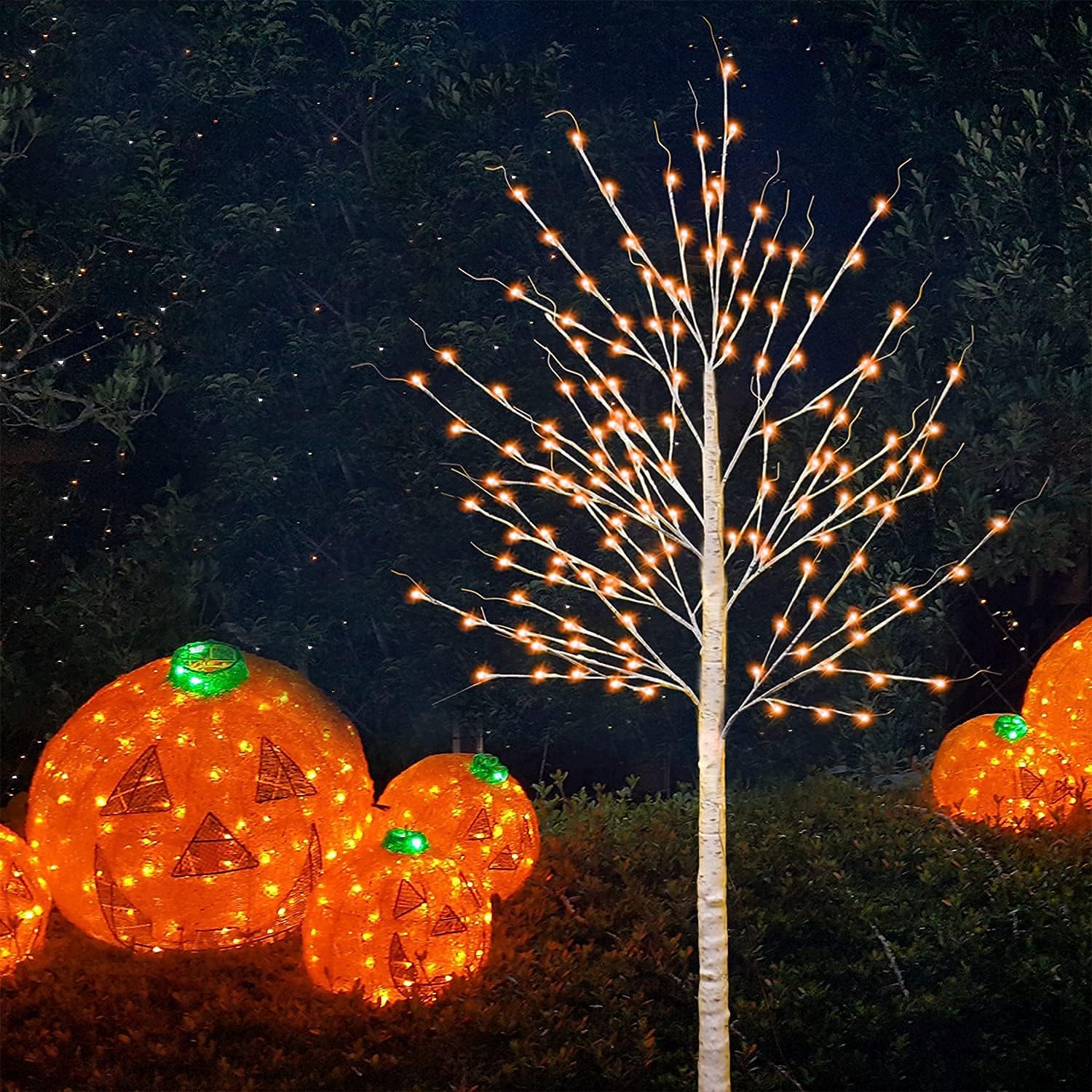 7 FT Colorful Birch Tree with Lights - Prelit Artificial Branches, 150 LED Colors Changing Light Up White Tree for Christmas, Halloween, Home Garden Decor