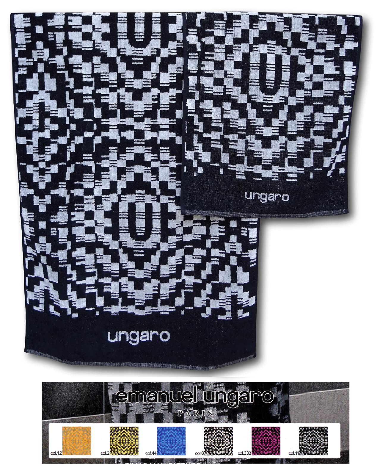 Set Asciugamani Emanuel Ungaro - 2 Pezzi 100% Cotone, Grigio Bilbao - Foto 10