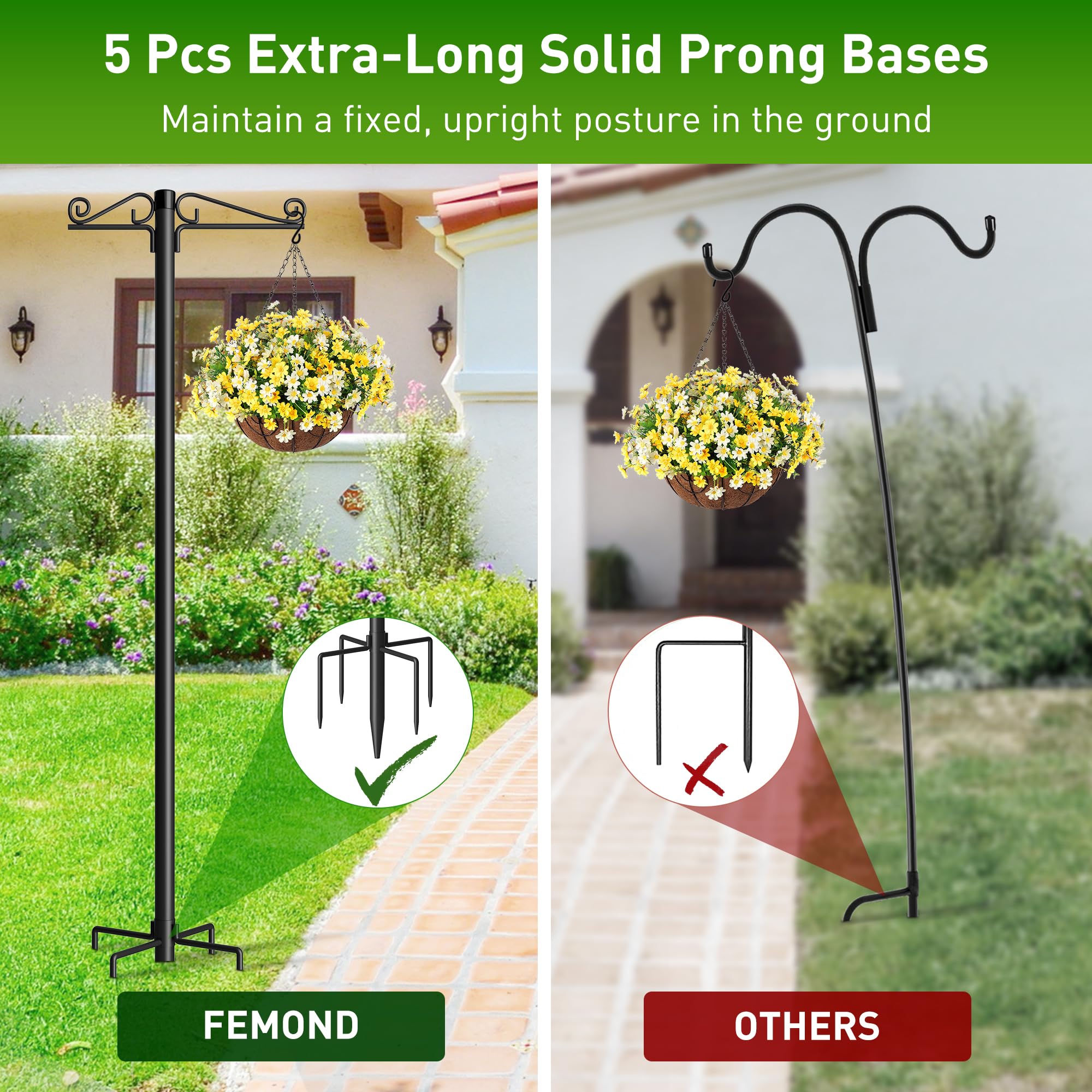 193 Cm Schäferhaken Für Garten – Extra Dick, 5 Zinken, Höhenverstellbar