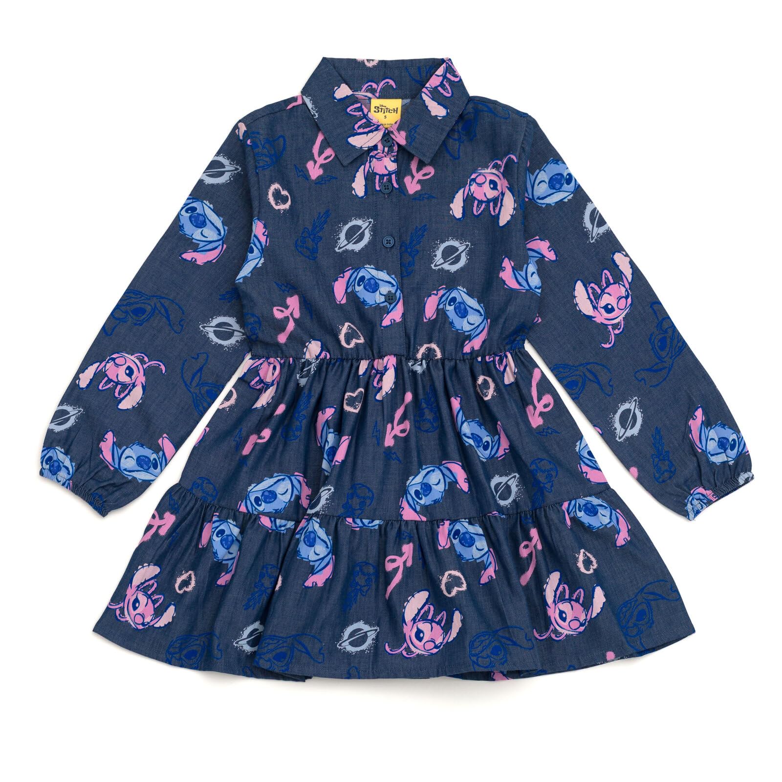Disney Floral Girls Chambray Dress Toddler to Big Kid Sizes (2T - 16)
