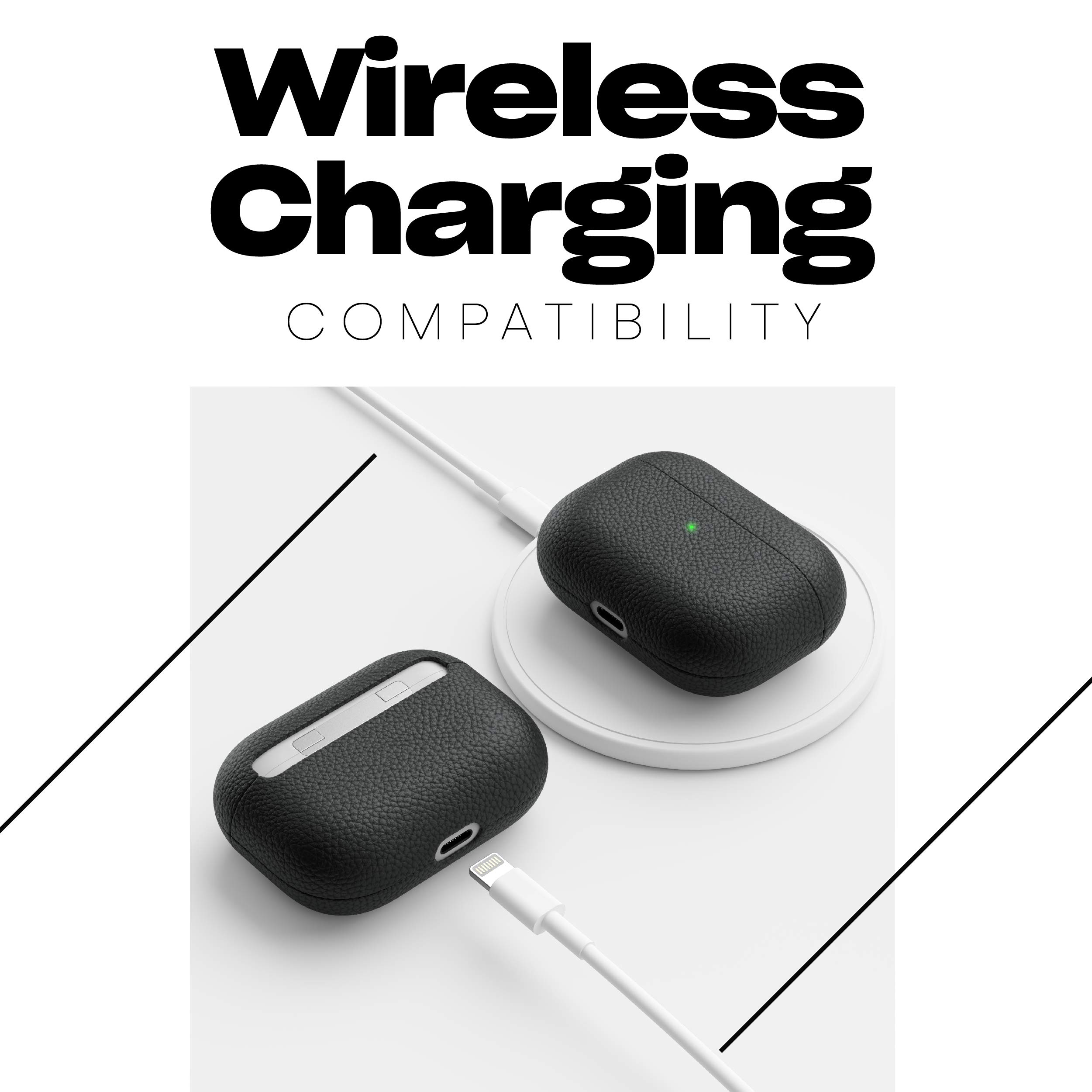 KeyBudz Artisan skórzane etui ochronne do Apple AirPods Pro, etui, skórzane etui z prawdziwej skóry, akcesoria do słuchawek, czarne