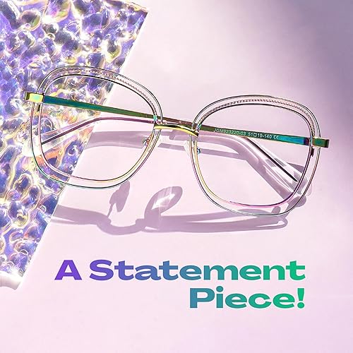 Miniatura 2 de Zeelool Gafas cuadradas de marco de metal para mujer Gafas con lente transparente Anti fatiga ocular y UV de computadoraTVteléfono ZJGM923220