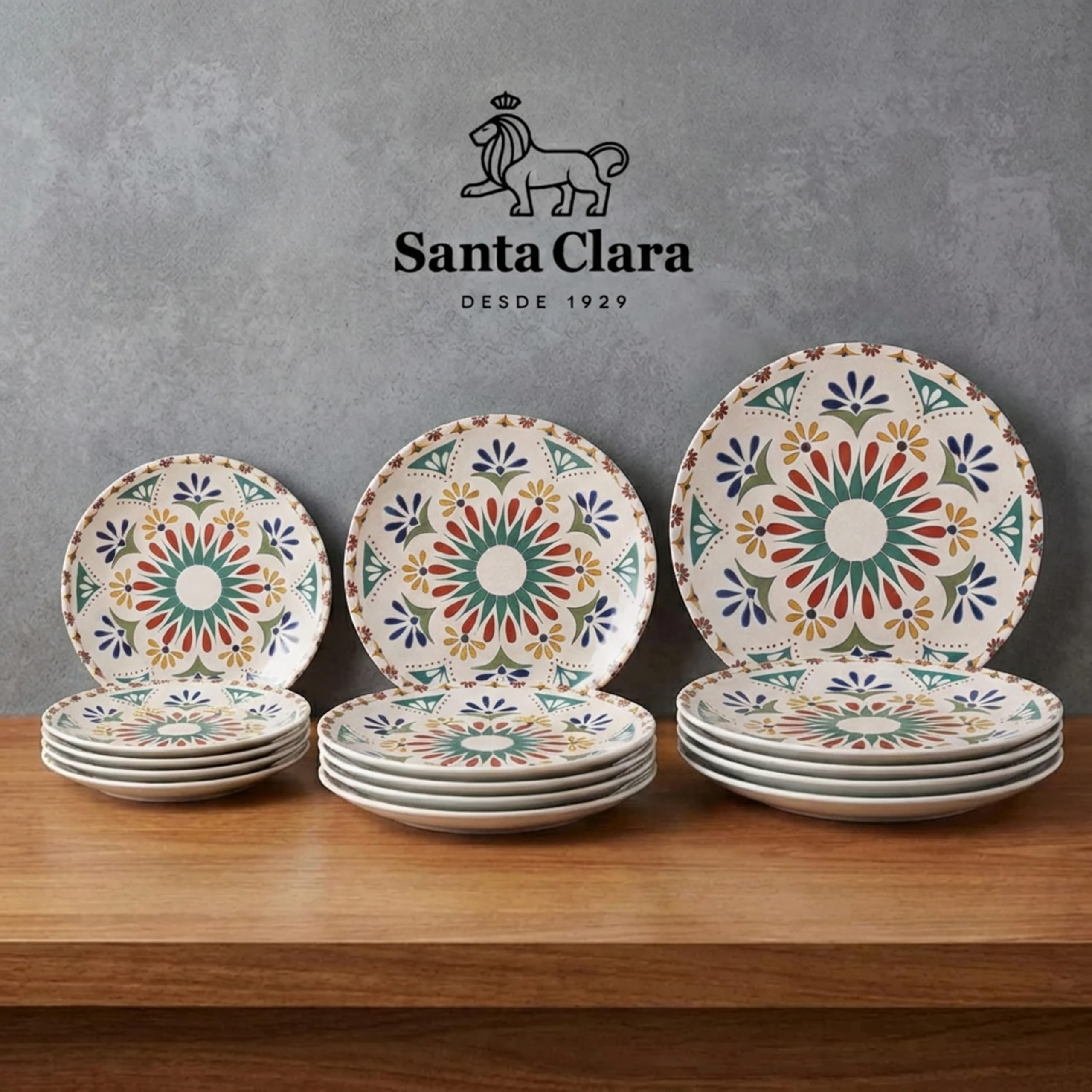 SANTA CLARA | Vajilla Completa 12 Piezas Cerámica Stoneware Redonda para 4 Personas, Apta Microondas y Lavavajillas, Vajilla Coimbra con Diseño Tradicional para Hogar y Cocina — view 2