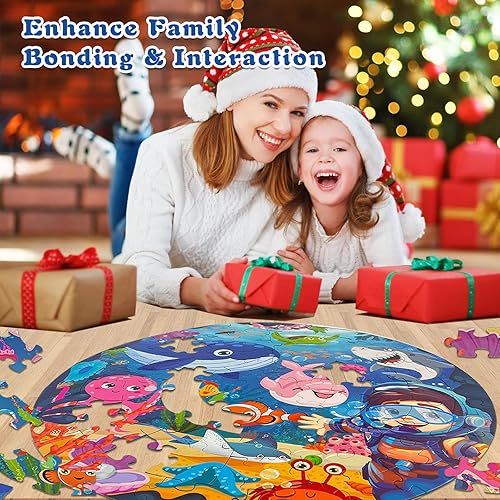 Miniatura 6 de Rompecabezas redondos de 70 piezas para niños de 4 a 8 años, rompecabezas grandes para niños de 3 a 5 años, rompecabezas para niños con colorido