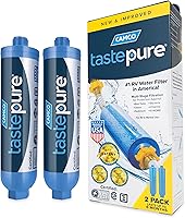 Camco TastePURE RV Water Filter 2-Pack | 6-Stage Lead-Free Filtration, High-Flow Inline Hose Filters, Made in USA (40045)