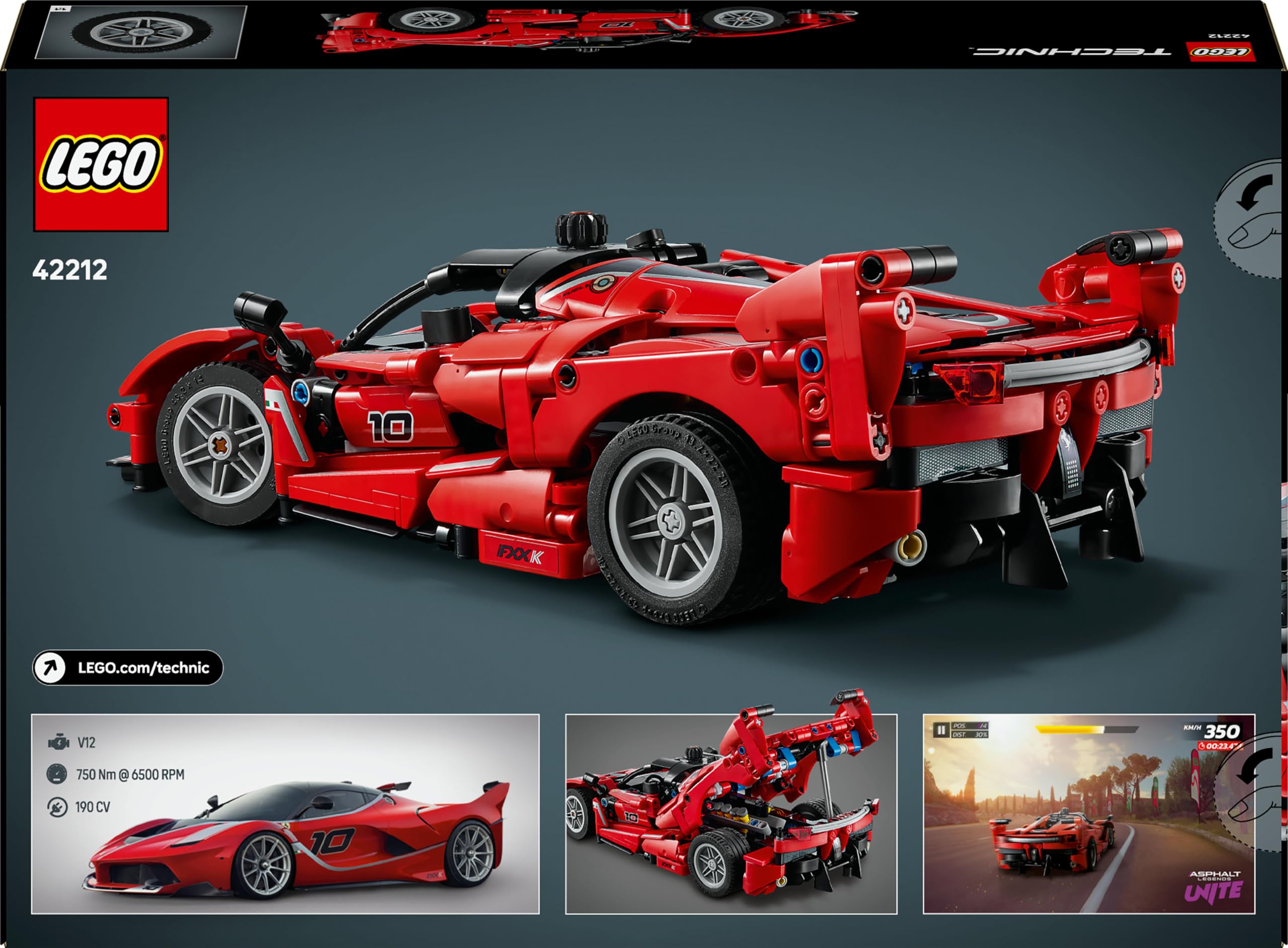 LEGO Technic Ferrari FXX K - Jouet Voiture de Course - Maquette de Construction avec Moteur V12, Différentiel & Pistons Mobiles - Décoration Automobile - Cadeau pour Garçon dès 10 Ans 42212