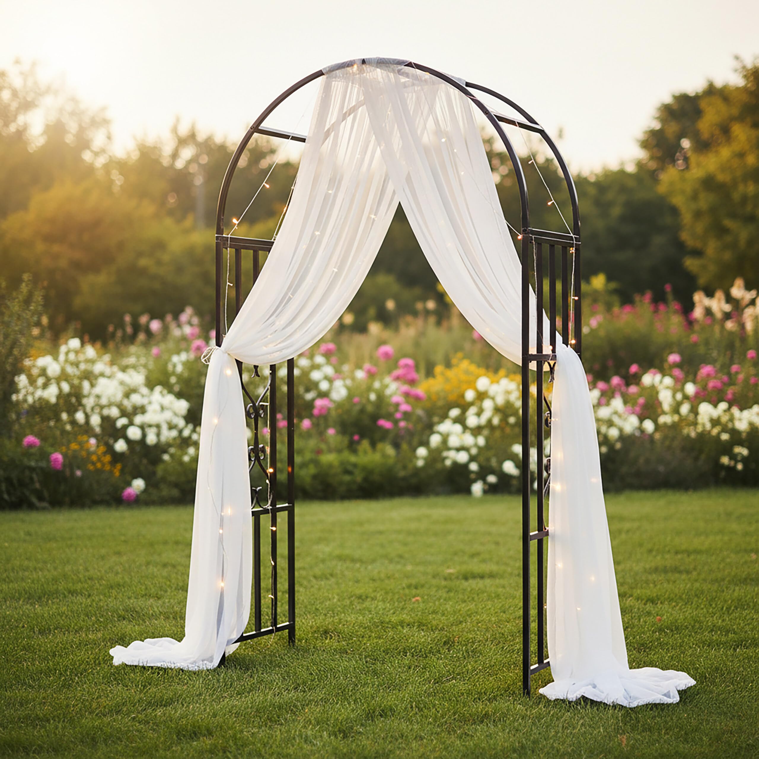 Relaxdays Arche métallique de Jardin pour Plantes grimpantes, 206 x 50 x 114 cm, Noir