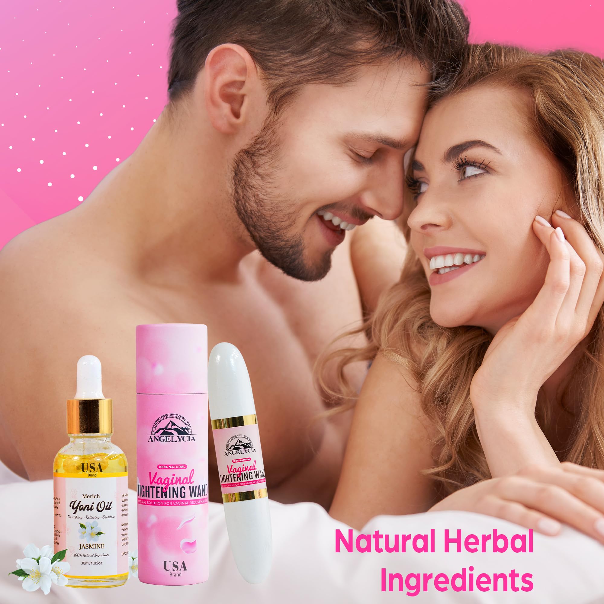 ANGELYCIA Ultimate Feminine Rejuvenation Combo, Virginity Wand and Feminine Yoni Detox Oil Jasmine, Vaginal Tightening Solution, Restores pH Balance for Women,