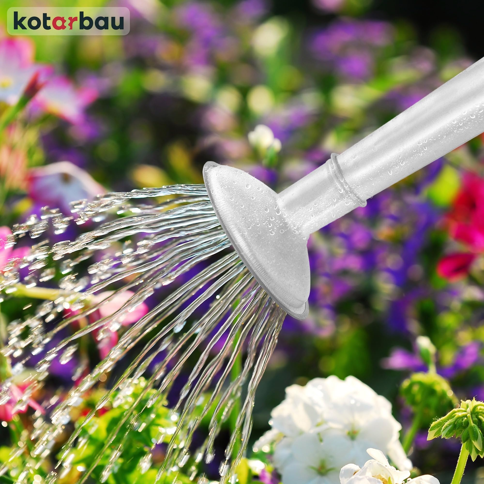 KOTARBAU® Annaffiatoio - Acciaio Zincato - 8 L - Innaffiatoio - Argento - Annaffiatoio Giardino - Con Doccia Rimovibile - per Esterno e Interno - Resistente alla Corrosione