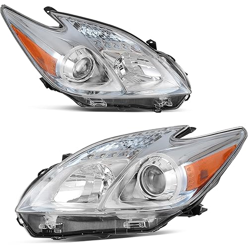 AUTOSAVER88 Headlight Assembly Compatible with 2010-2015 Prius Replacement Headlamp Chrome Housing Amber Reflector Clear Lens