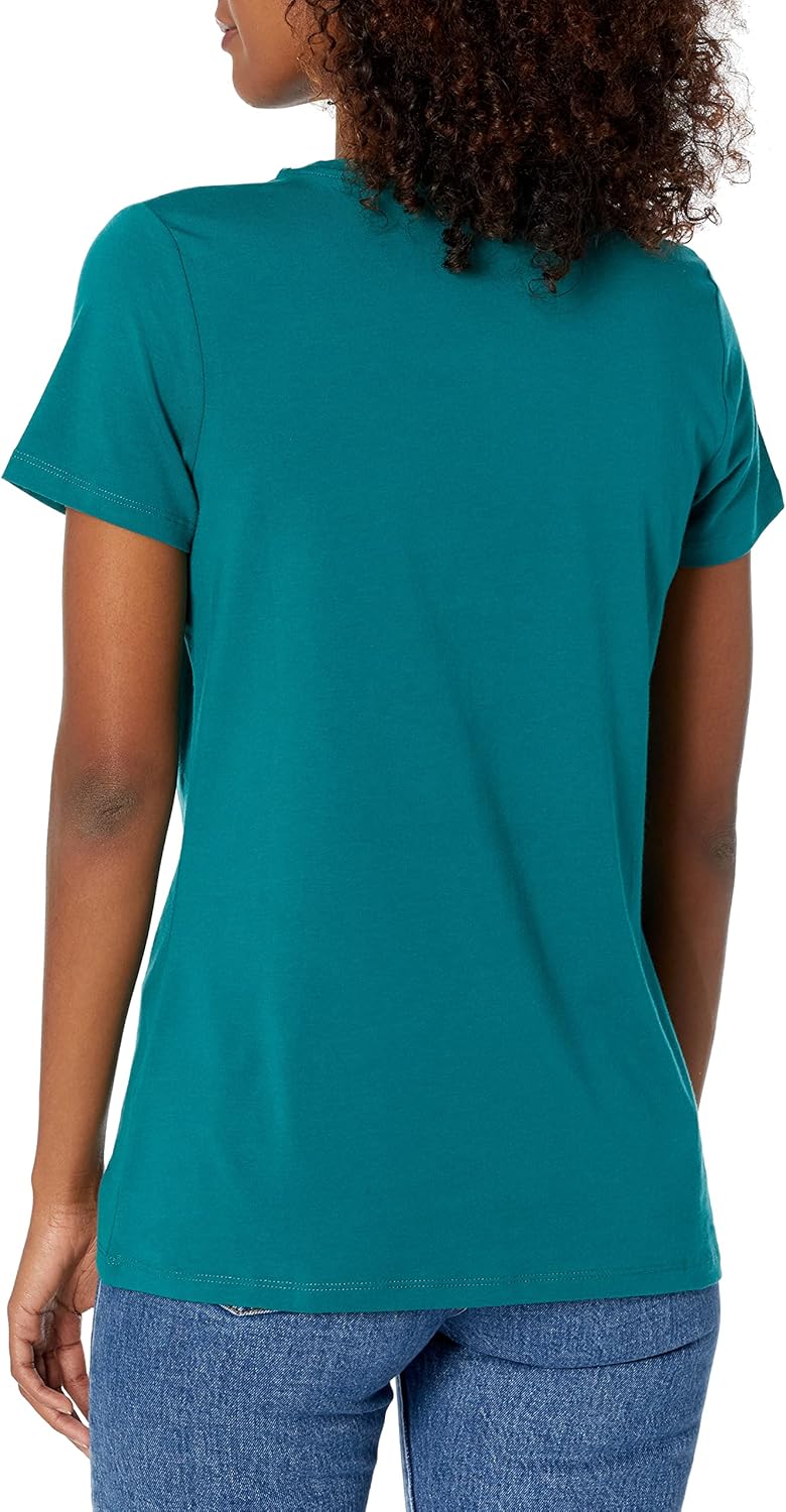 Amazon Essentials Women's Classic-Fit Short-Sleeve Crewneck T-Shirt, Multipacks 2 Dark Green/Navy Small