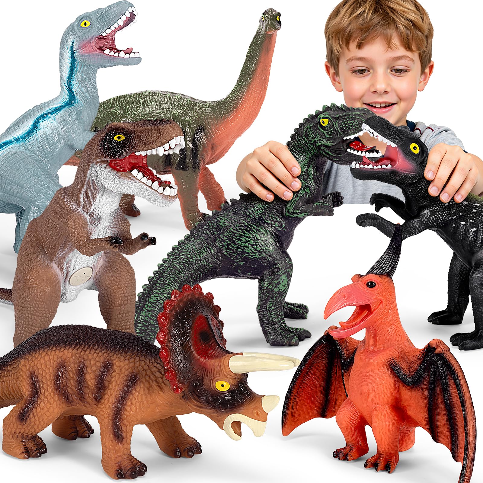 Kissdream 7 Piece Jumbo Dinosaur Toys for Kids Big Dinosaur Toys for Boys Realistic Giant Dinosaur Toys for Kids 3-5 - Perfect Dinosaur Gifts for Kids, TJKL-7PCS
