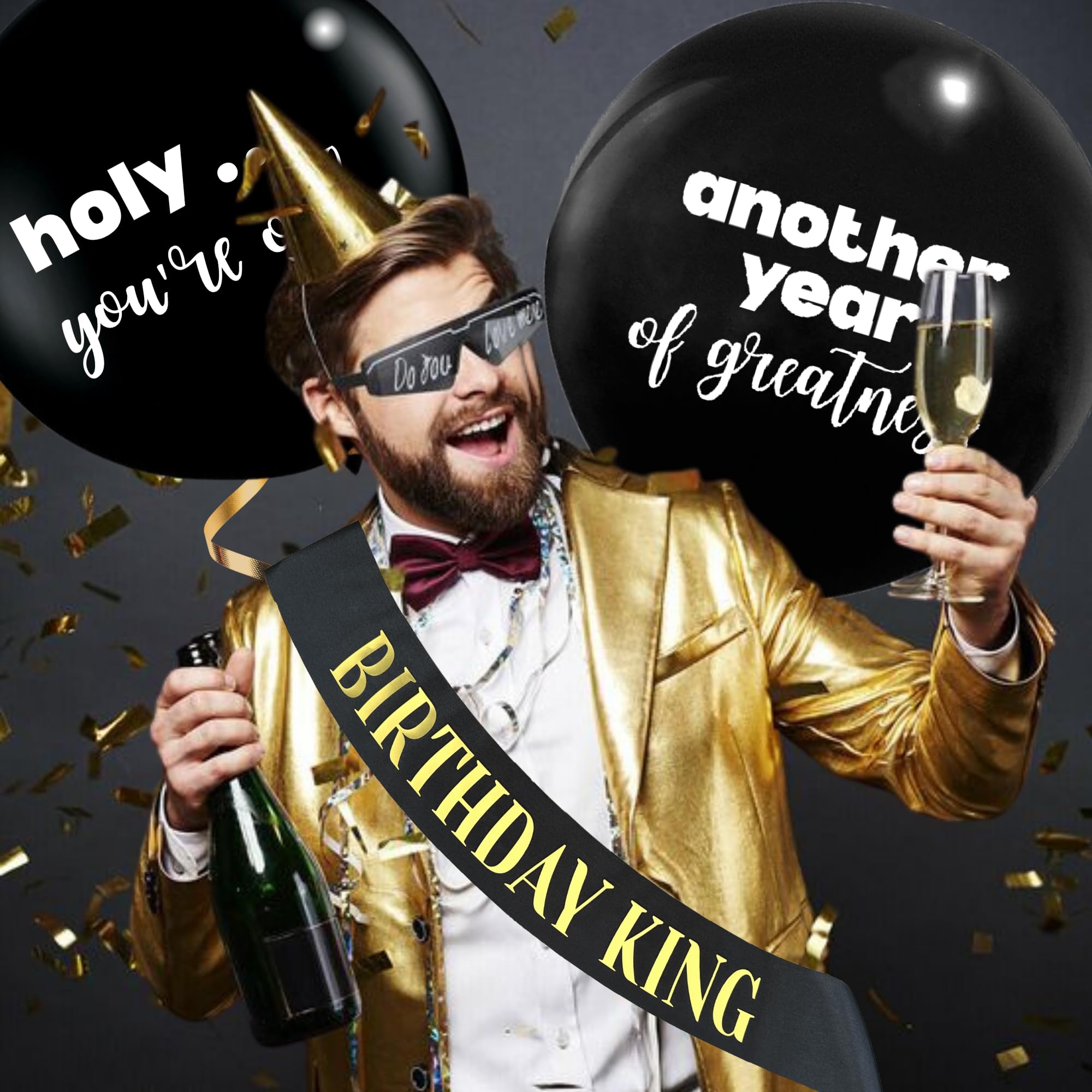 76 Pc Happy Birthday Decorations For Men Black And Gold 