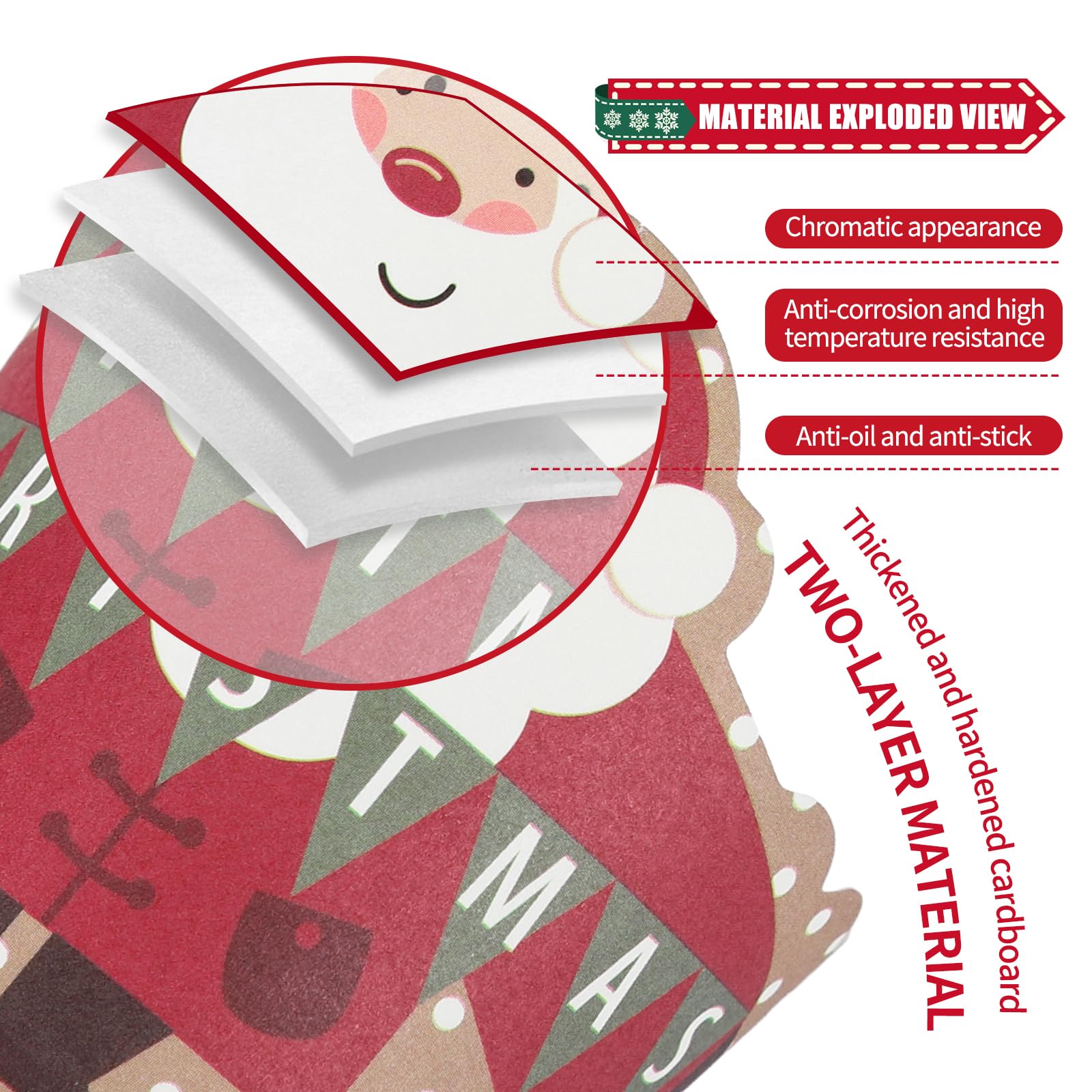 50 Piezas Papel Para Magdalenas,Envolturas De Magdalena,cupcakes De Navidad,de Decoración De Navidad,moldes Desechables Para Hornear,Moldes Papel Copa (Viejo Llevando Regalos