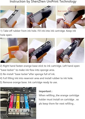 Miniatura 3 de UPink 5 Colors PGI-250 CLI-251 Empty refillable Ink Cartridge Compatible for Canon MG5420 IP7220 MX722 MX922 MG5520 MG6420 MG5620 MG6620 MG5522