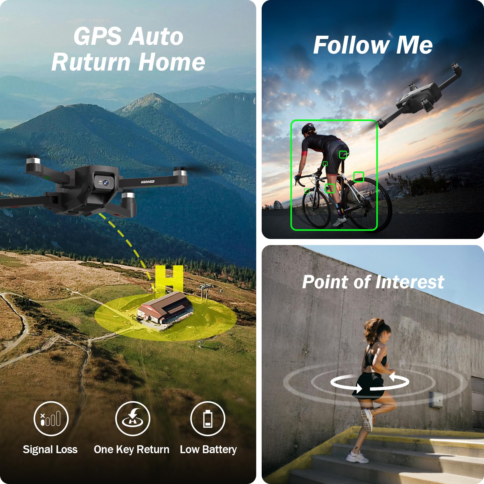 Drone con Schermo da 4.5 Pollici sul Radiocomando,Drone GPS con Telecamera EIS per Adulti Bambini Principianti Ritorno Automatico a Aasa,Modalità Seguimi,Trasmissione a Lungo Raggio,Giocattolo‑Regalo