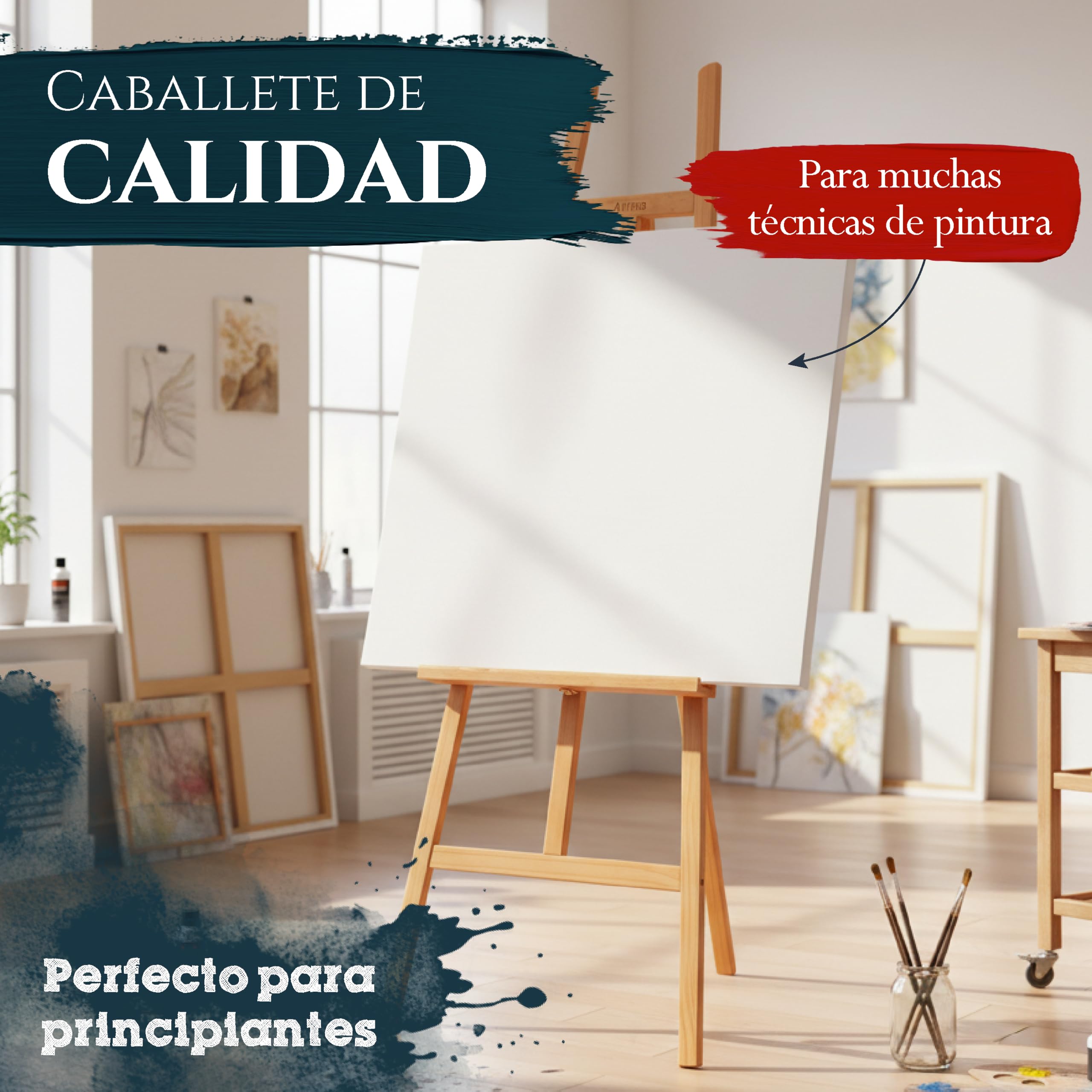 Artina Caballete de Pintura madera de haya maciza para lienzos hasta 120cm | para todas las técnicas y artistas plegable bastidor suelo atril Sevilla