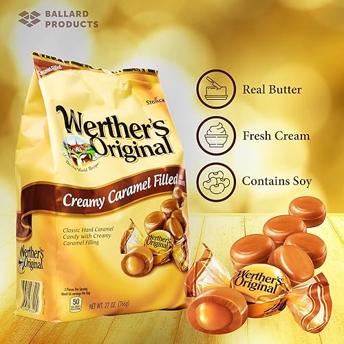 Miniatura 2 de Werthers Original - Paquete de 2 bolsas a granel de dulces duros envueltos individualmente 27 onzas cada una caramelo relleno de caramelo Werthers