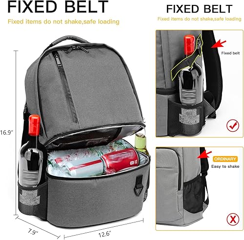 Vista 5 de TUGUAN Mochila térmica aislada para 38/42 latas, doble cubierta, a prueba de fugas, ligera, suave, para almuerzo, bolsa pequeña para la playa