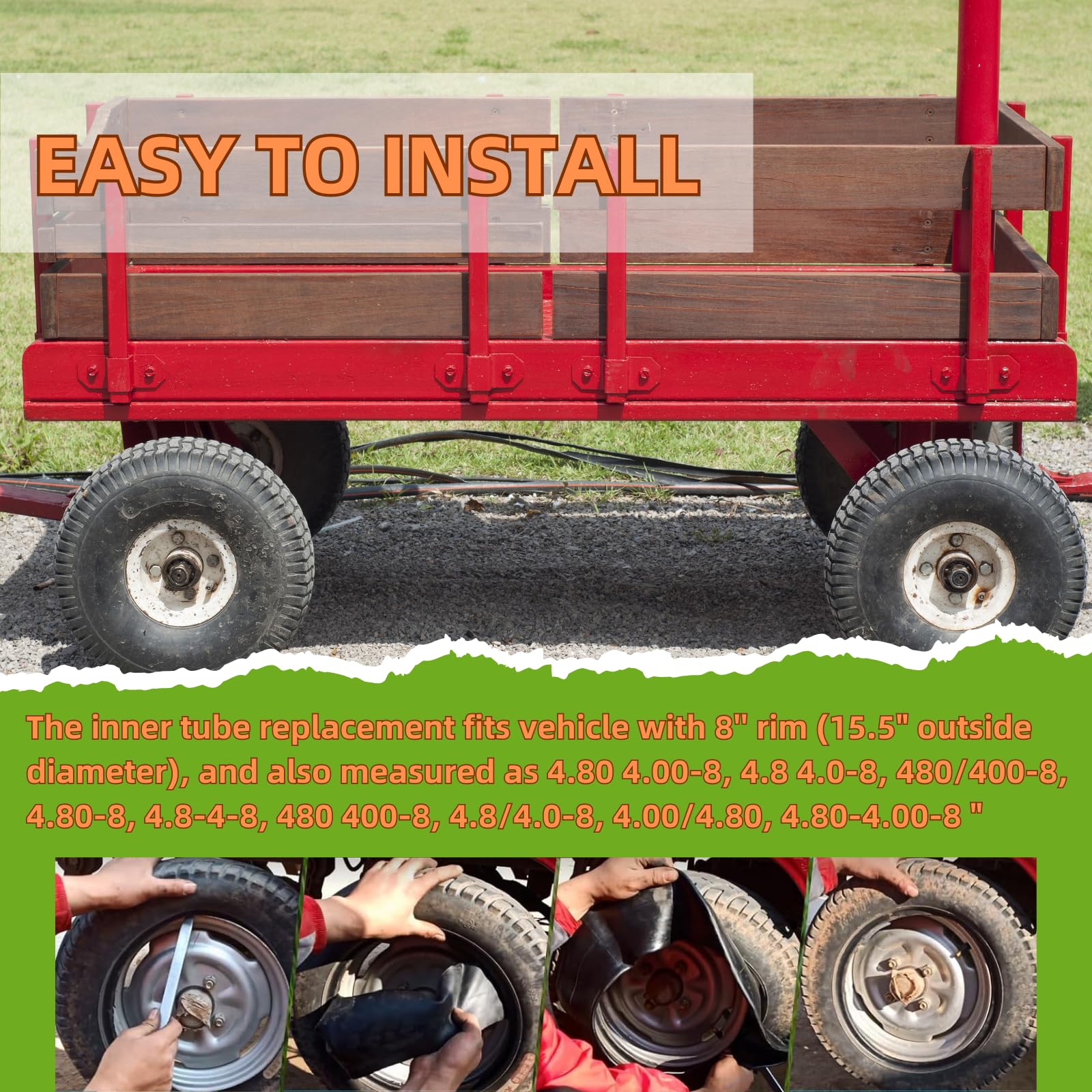 Yililay 2 Pièces Chabres à Air De Vélo 4.80/4.00-8 Pouces Brouette Courbée Valve Roue Pneu Tube