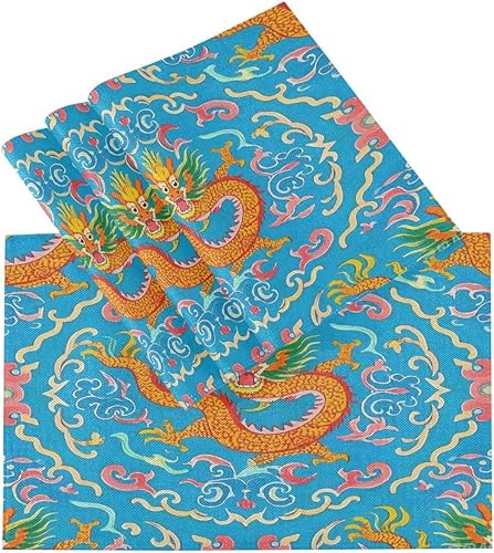 Miniatura 3 de Manteles individuales azules personalizados con diseño de dragón de cultura china para mesa de comedor, resistentes al calor, antideslizantes, para