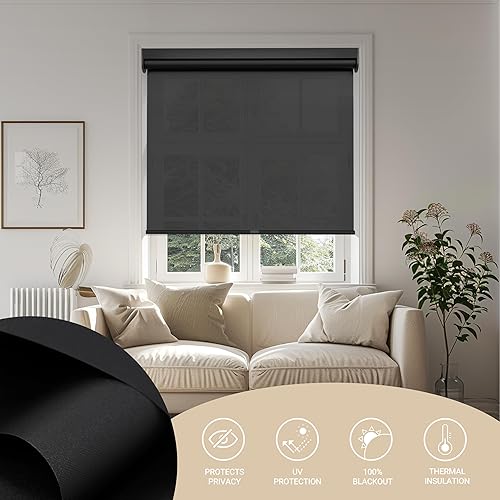 Miniatura 3 de Persianas enrollables con filtro de luz para ventanas, color a juego, protección UV, tela de aislamiento térmico, persianas de oscurecimiento de