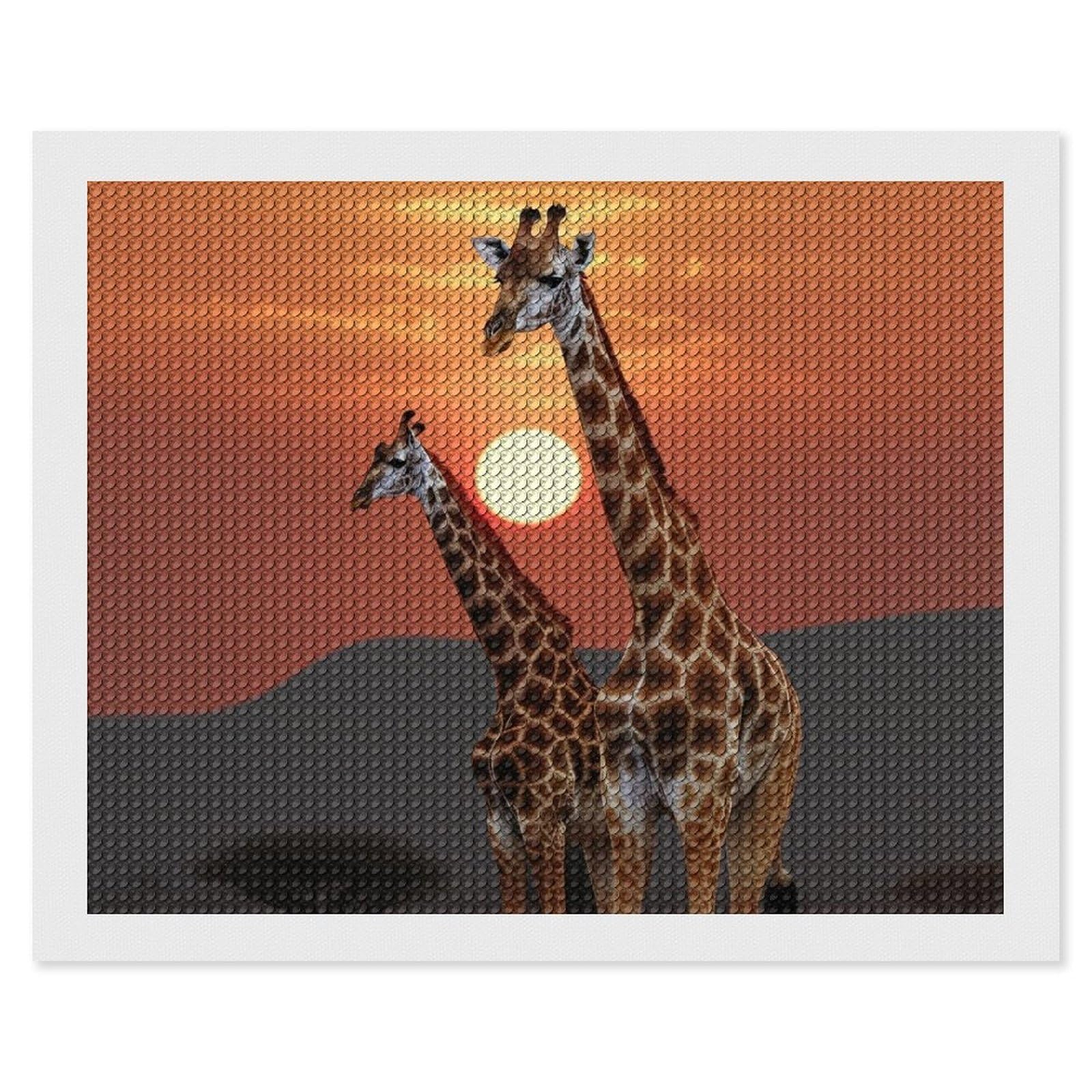 Giraffe at Sunset Diamond Art Kits for Adults, DIY 5D Diamonds Painting Kits for Beginner, Round Full Drill Diamond Dots Painting, 16"x20" Diamonds Pictures Gem Art and Crafts Wall Decor