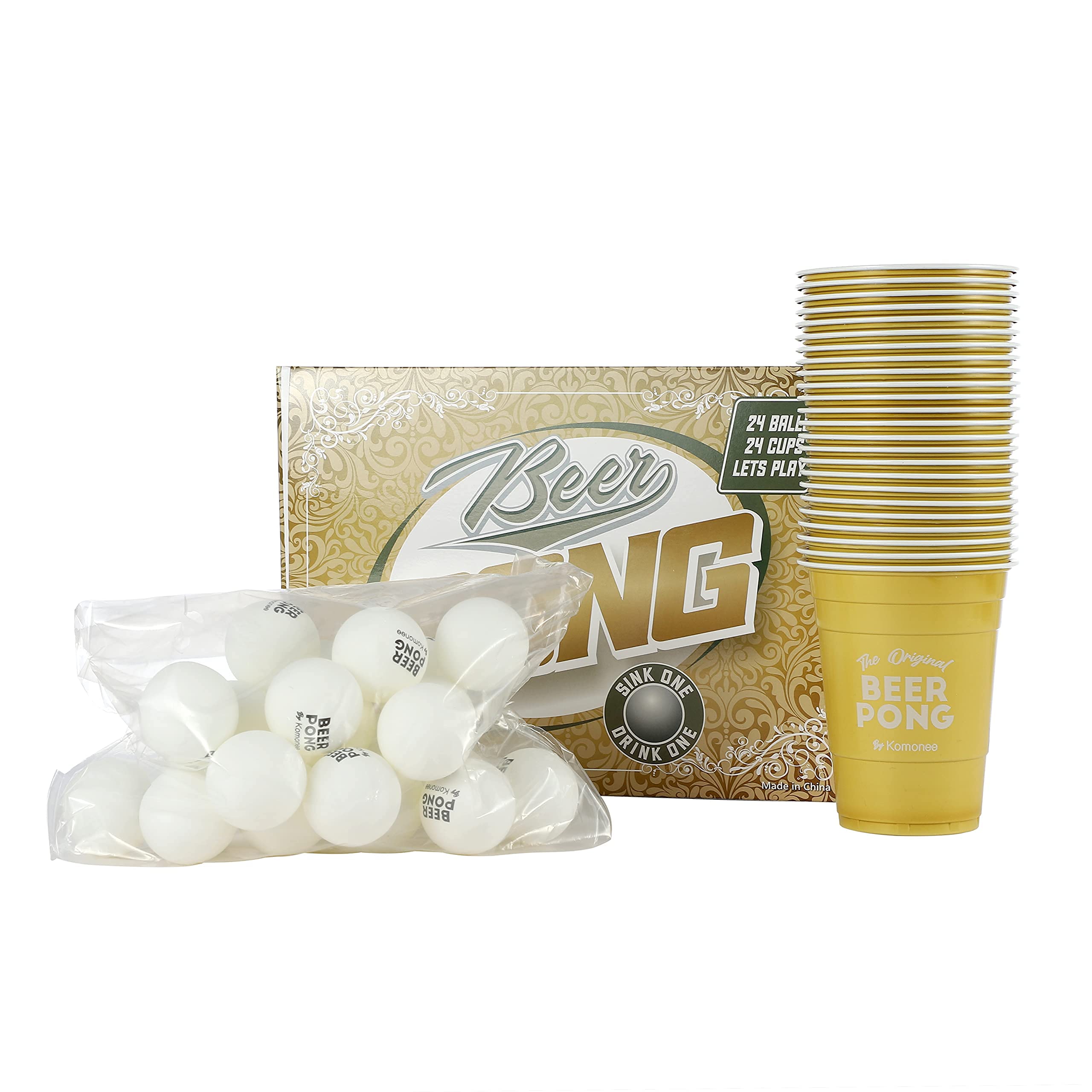 Union Jack Beer Pong Set - 48-Piece Party Game With 24 Reusable Cups & 24 High-Bounce Balls, Great For British Themed Parties, Coronation, Birthdays