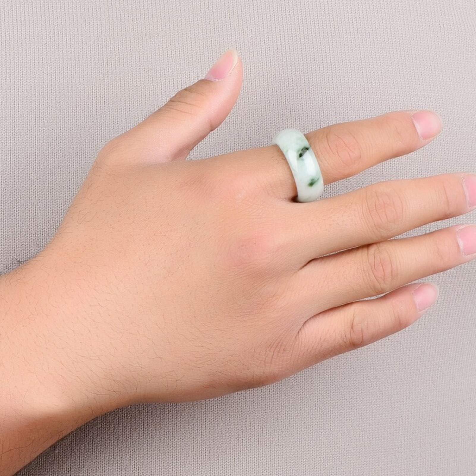 BMQ Eleganter Grüner Jade Ring Viel Glück Energiestein für Frauenschmuck Geschenk
