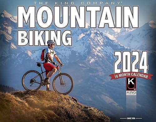 Calendario de pared 2024 para ciclismo de montaña, 16 meses, tamaño XL, 14 x 22 pulgadas, el mejor calendario de bicicleta de montaña por The KING