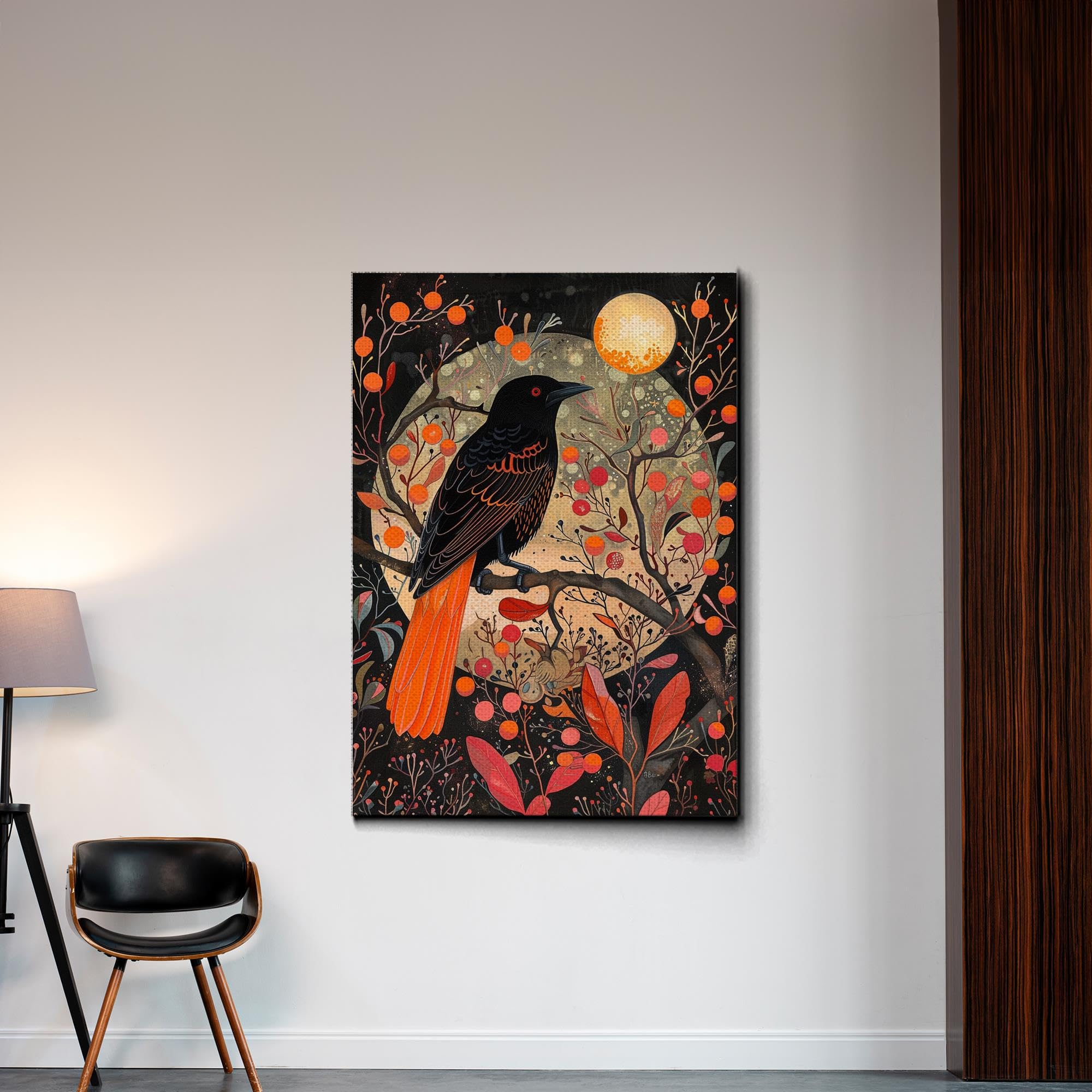 Amazon.com: American Folk Art Bird Print, Bird Wall Art, Dark