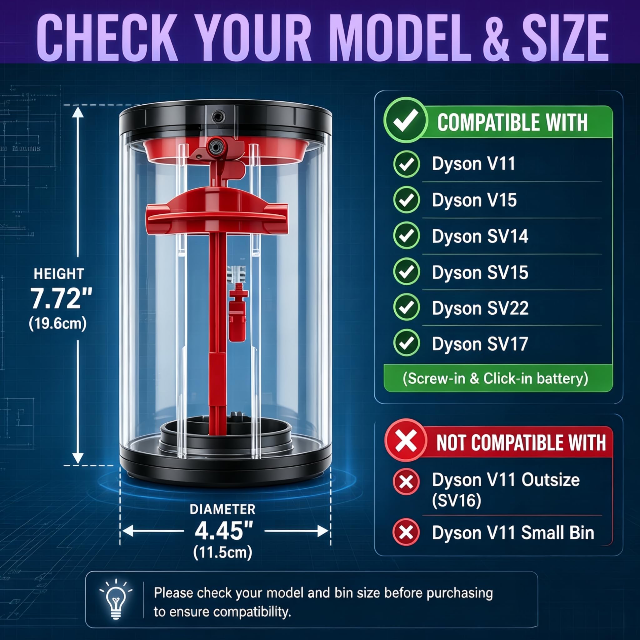 Dyson V11 V15 Dust Bin Replacement - Restore Suction -2