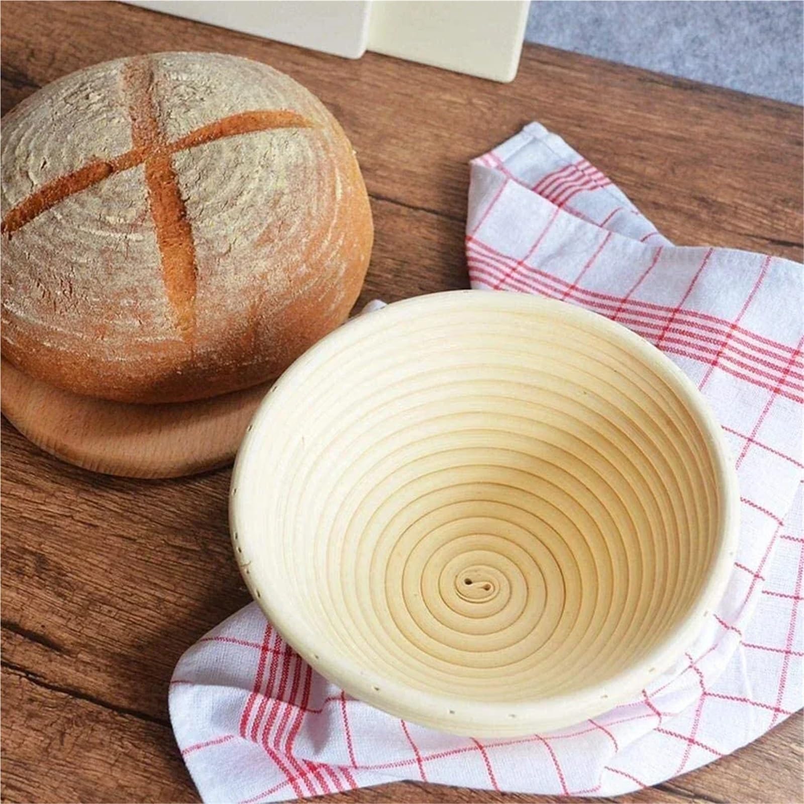 Cestas Fermentación Cesta de fermentación de mimbre Natural ovalada redonda con revestimiento, cestas de prueba de masa de mimbre for masa de pan, herramientas for hornear(Oval 21X15X8cm Cover)