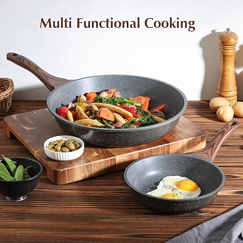 Miniatura 7 de SENSARTE Sartén antiadherente de 12.5 pulgadas, sartén para tortillas con revestimiento de granito suizo, utensilios de cocina de piedra saludable,