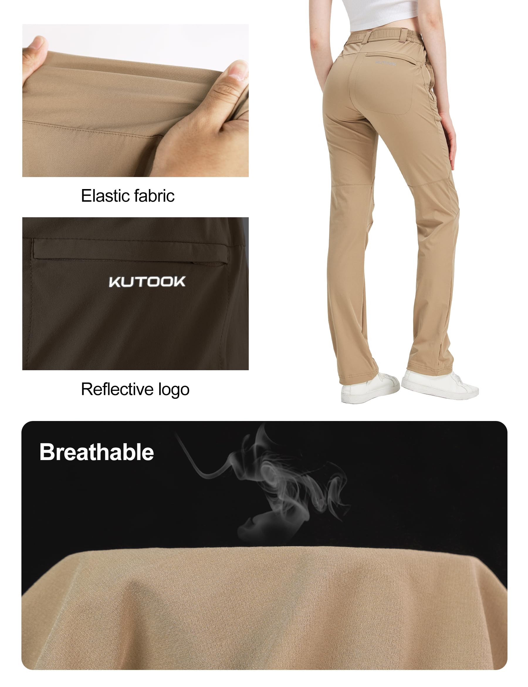 KUTOOK Pantaloni Trekking Donna Estivi Asciugatura Rapida Pantaloni Cargo Donna Traspiranti Elasticizzati Montagna Escursionismo
