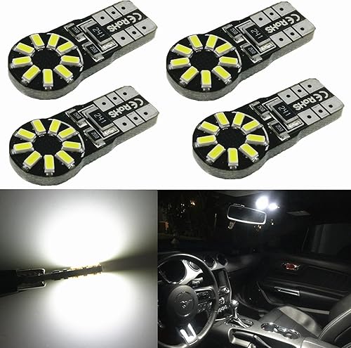 4 unidades Alla Lighting T10 Wedge 194 168 2825 W5W CANBU Bombillas de luz LED sin errores, blanco brillante, alta potencia 3014 18-SMD., Blanco
