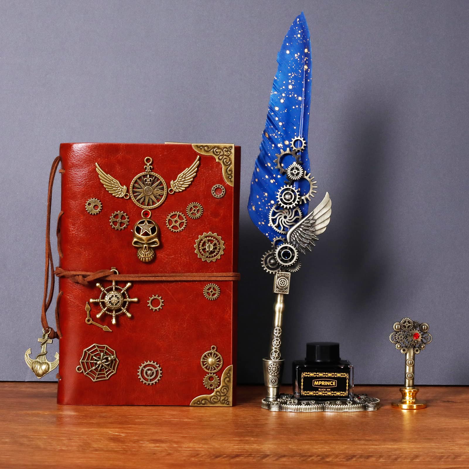 Joyeee Quill Pen inktset, inclusief verenpeninkt, dip penpunten, zegel stempel, waslepel, briefpapier pennenhouder standaard, geschenkdoos voor mannen en vrouwen Joyeee Quill Pen inktset, inclusief verenpeninkt, dip penpunten, zegel stempel, waslepel, briefpapier pennenhouder standaard, geschenkdoos voor mannen en vrouwen