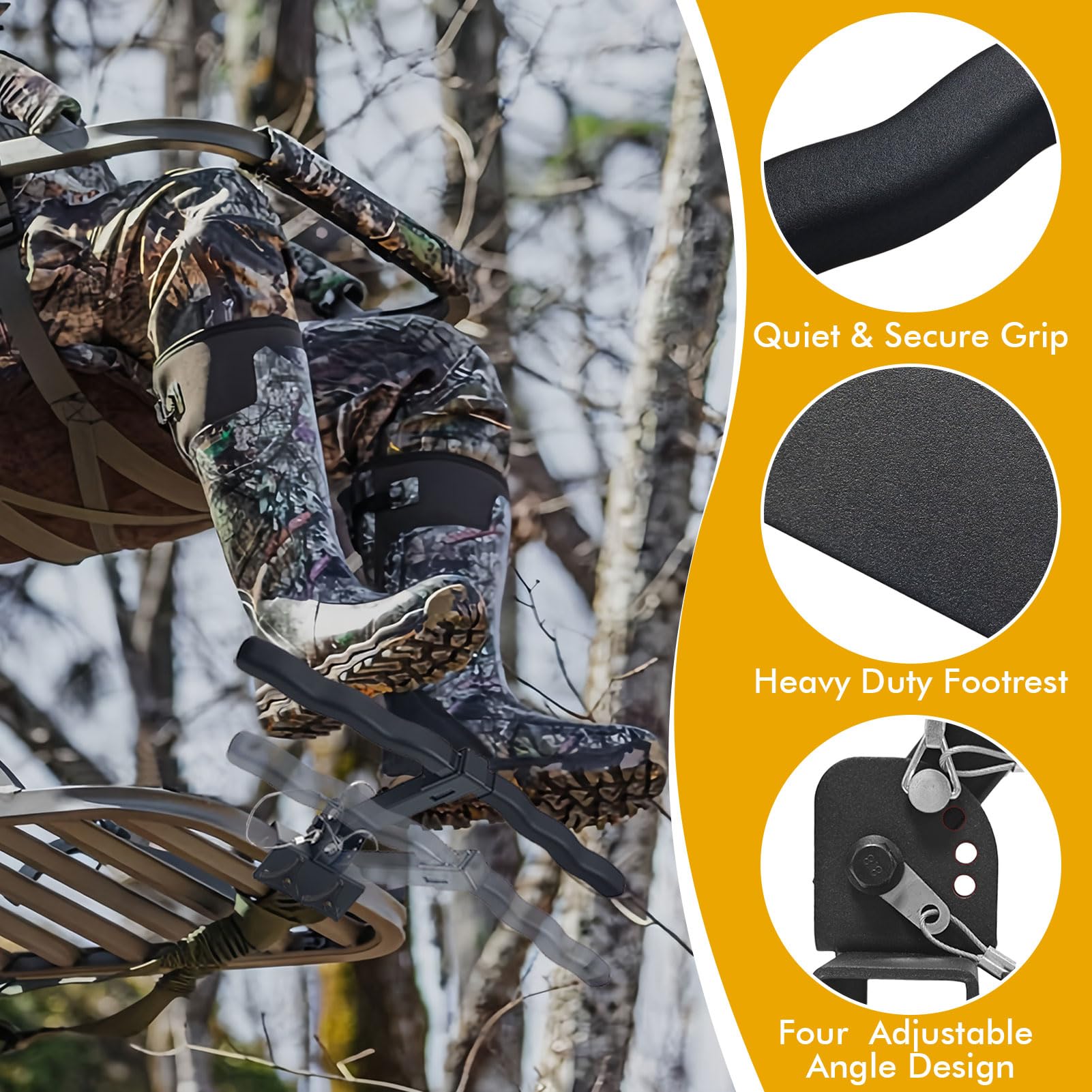 Treestand - Poggiapiedi regolabile per caccia, universale, per arrampicata su alberi e accessori per la caccia