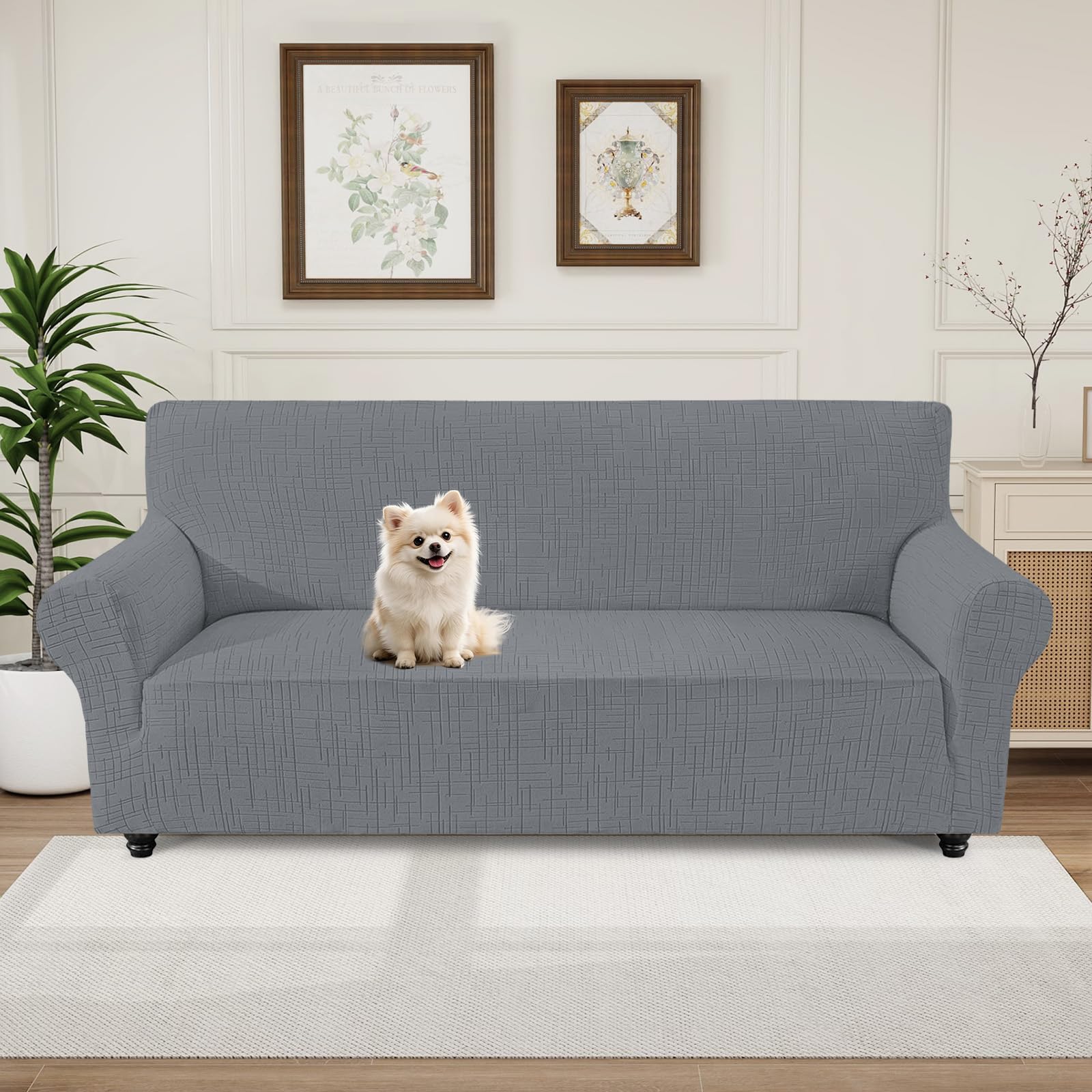 Stretch Sofa Überzug, Couch Überzug L Form, Universal Sofahusse 1/2/3/4 Sitzer mit Wasserdicht & Anti-Falten, Sofaüberzug für Sofa Cover L Shape, U Shape (3 Sitzer, Hellgrau)