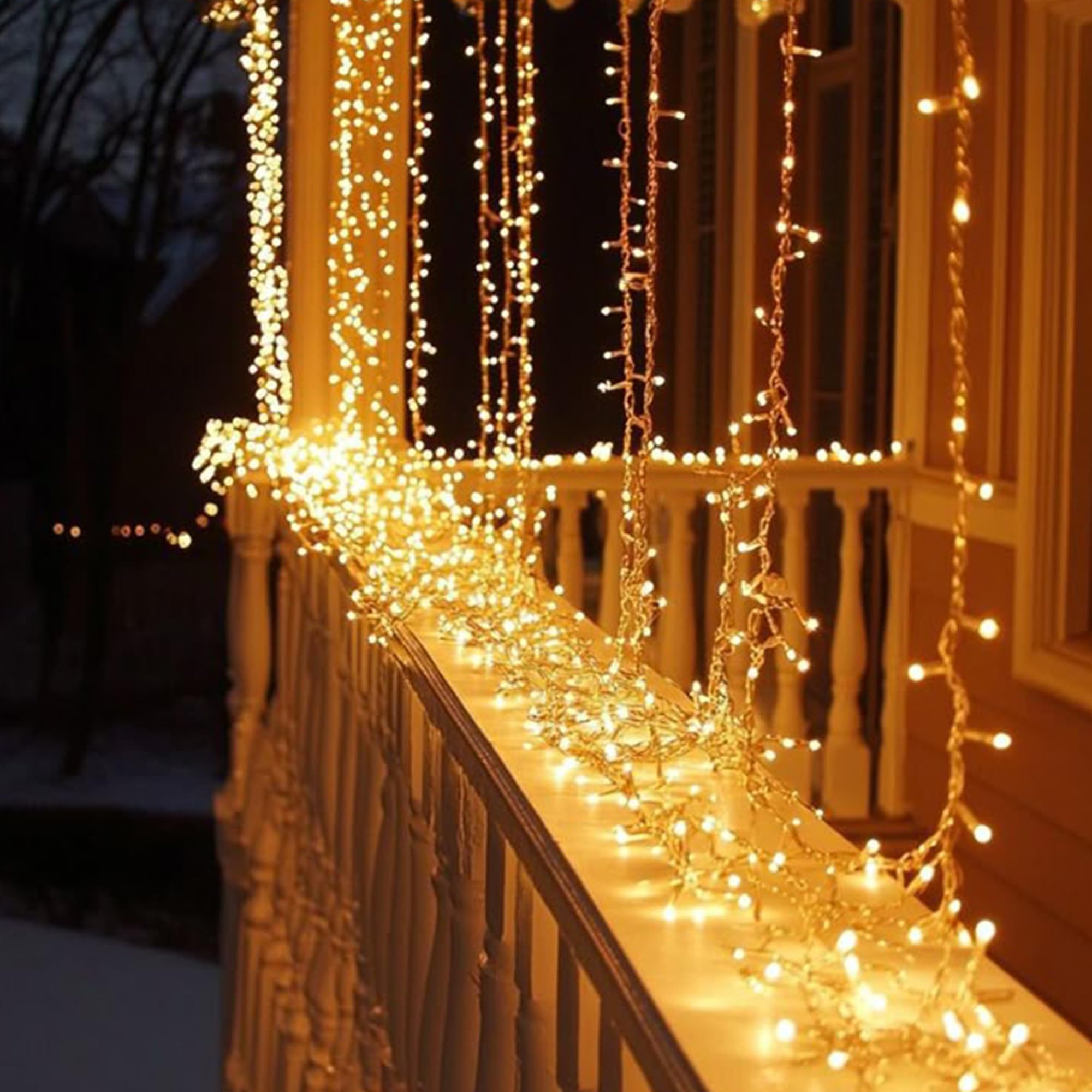 Well Home Guirlande de 1 200 lumières LED Blanc Extra Chaud avec contrôleur 8 Fonctions 24 m