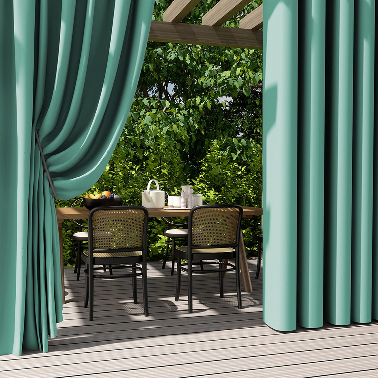 Wasserdichte Outdoor-Vorhänge für Pavillon und Pergola, Wärmedämmung, Seitenteile, 132 x 213 cm, Aquamarin, ideale Markisen für Terrasse, Privatsphäre und Schutz, 2 Stück