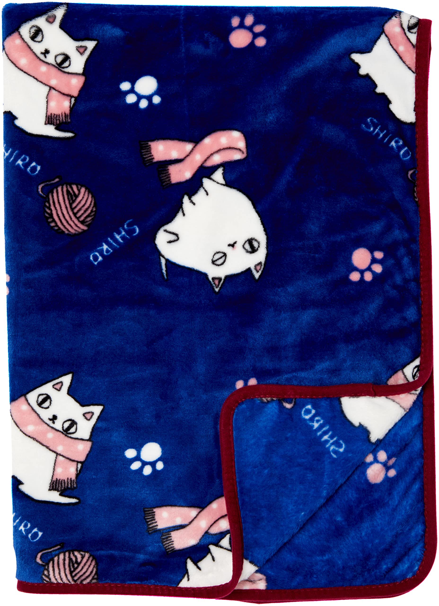 Amazon｜セラミック藍 猫3兄弟 フランネルブランケット ブルー サイズ