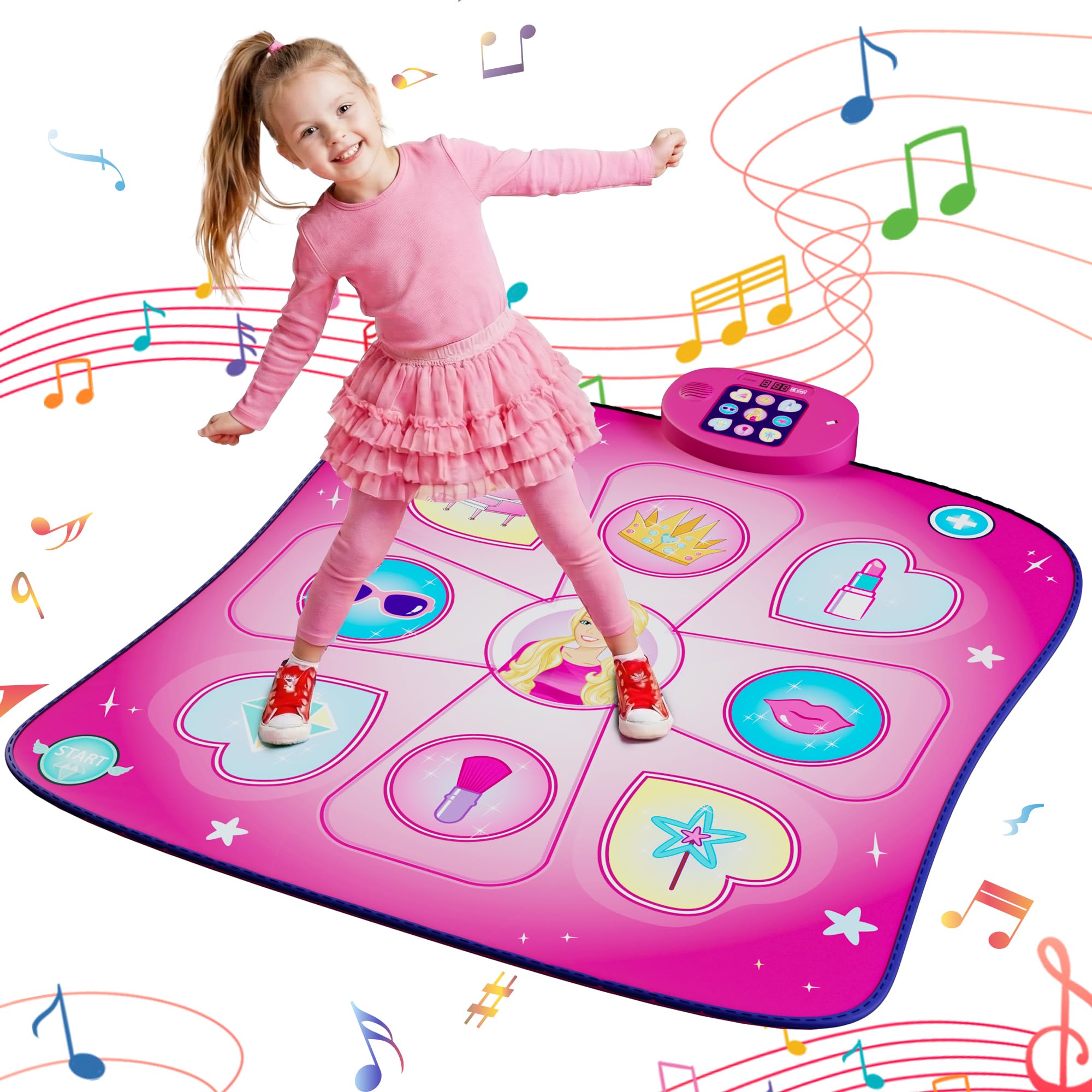 Dance Mat Toys for Girls Musical Play Mat with LED Lights, Adjustable Volume, 3 Game Modes, Built-in Music, Dance Game Pad Toy Christmas Birthday Gifts for 3 4 5 6 7 8 9+ years old kids (Purple)