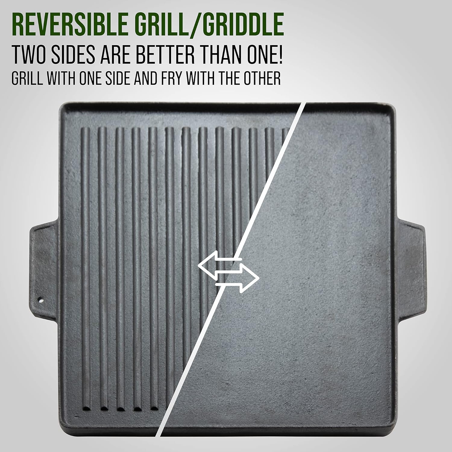 Hike Crew 2-in-1 15x15 reversible griddle grill cast iron: Home & Kitchen