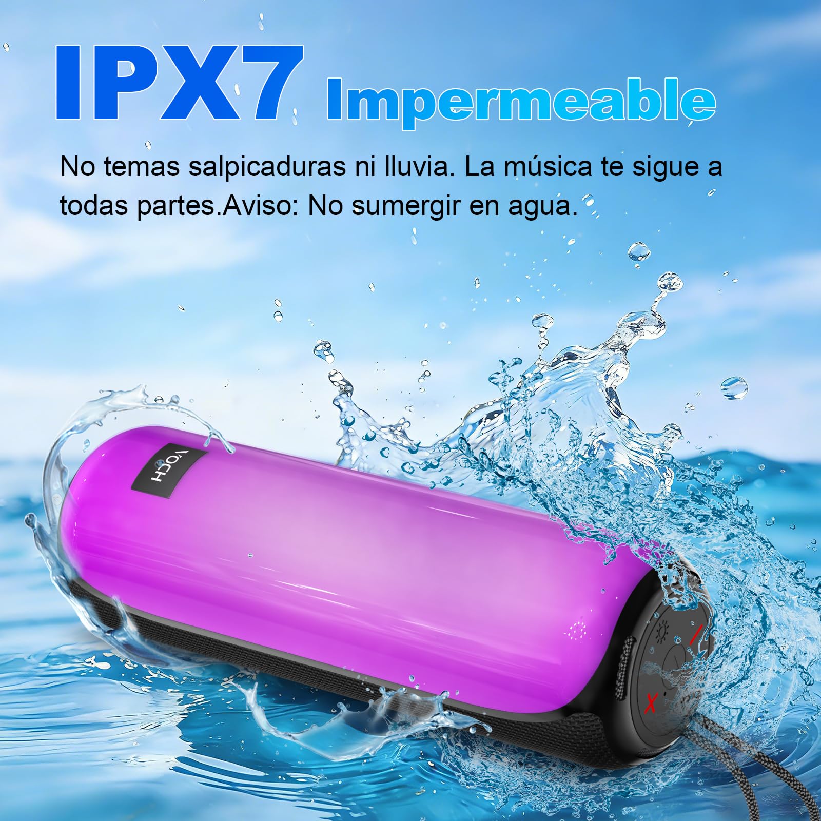 VOCH Altavoz Bluetooth Portátil Inalámbrico con Luces RGB, Sonido Estéreo 40W Bluetooth 5.3 Speaker, TWS, Impermeable IPX7, 20H de Reproducción para Fiesta, Hogar, Exterior, Viaje, Camping