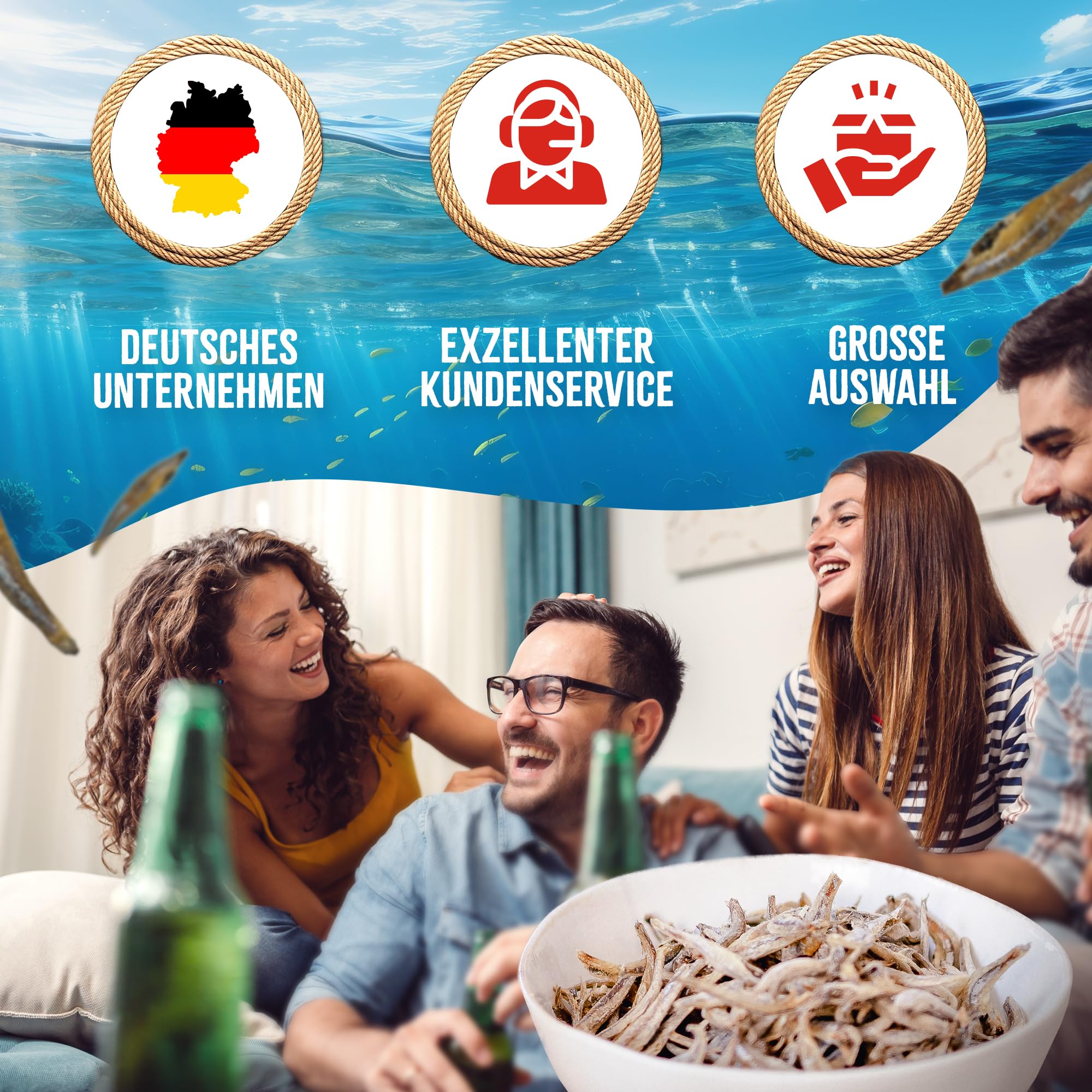 Pazifische Sardellen 1kg - Fisch Jerky I High Protein I Snacks I Trockenfisch Omega 3 I Beef Jerky, Trockenfleisch & Chips Snack Alternative