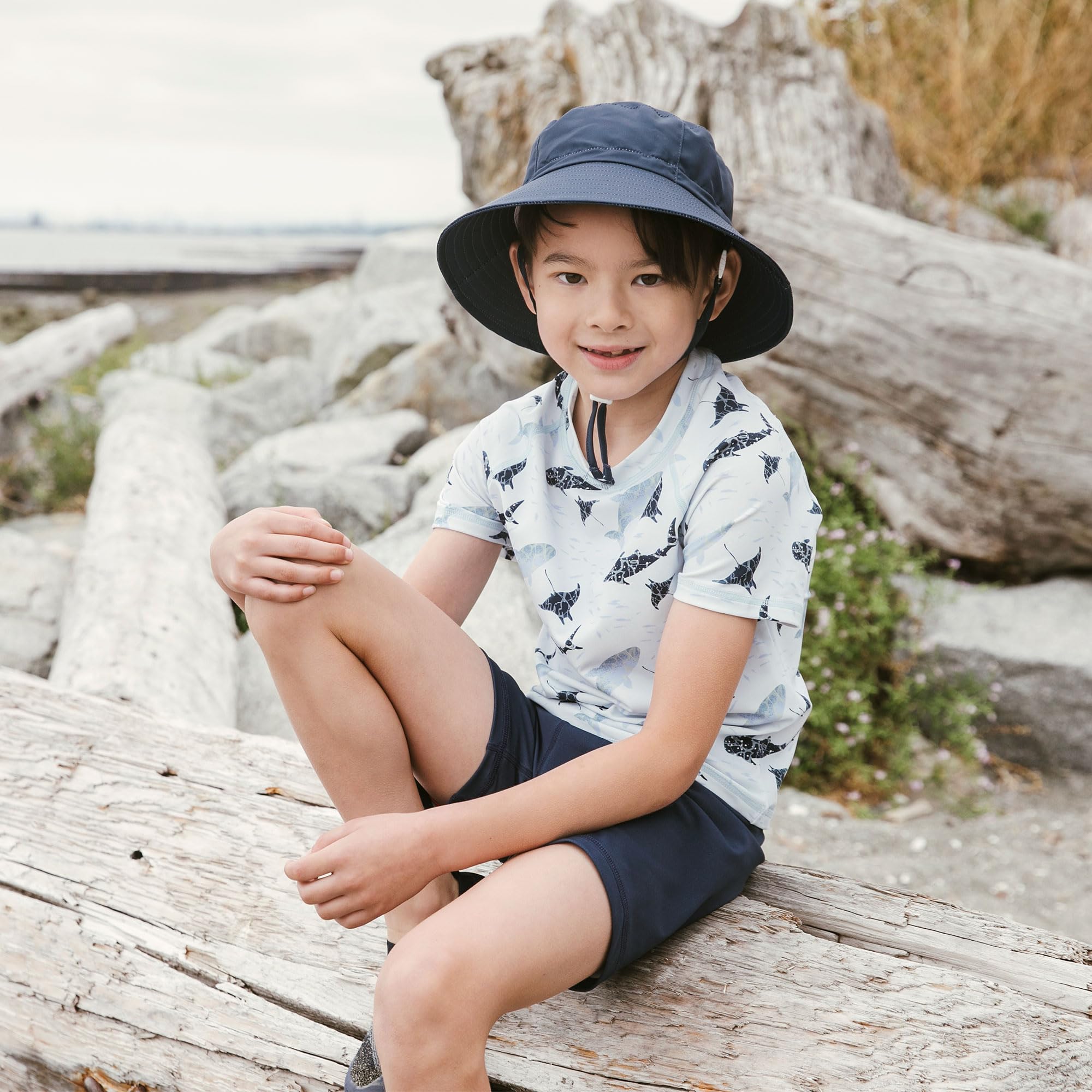 Jan & Jul Chapeau de soleil Aqua-Dry pour enfant 50+ UPF « Grow-with-Me », Bleu marine foncé, 2-5 ans