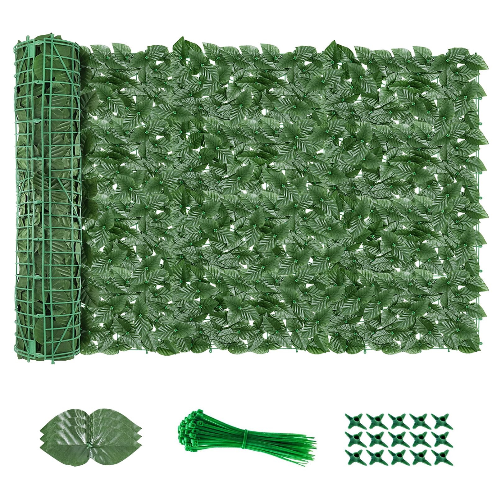 AGJIDSO Artificial Ivy Fence Screening, 3m x 1m Artificial Hedges Panels, Privacy Fence Screen for Garden, Balcony, Outdoor (Upgraded Apple Leaves)