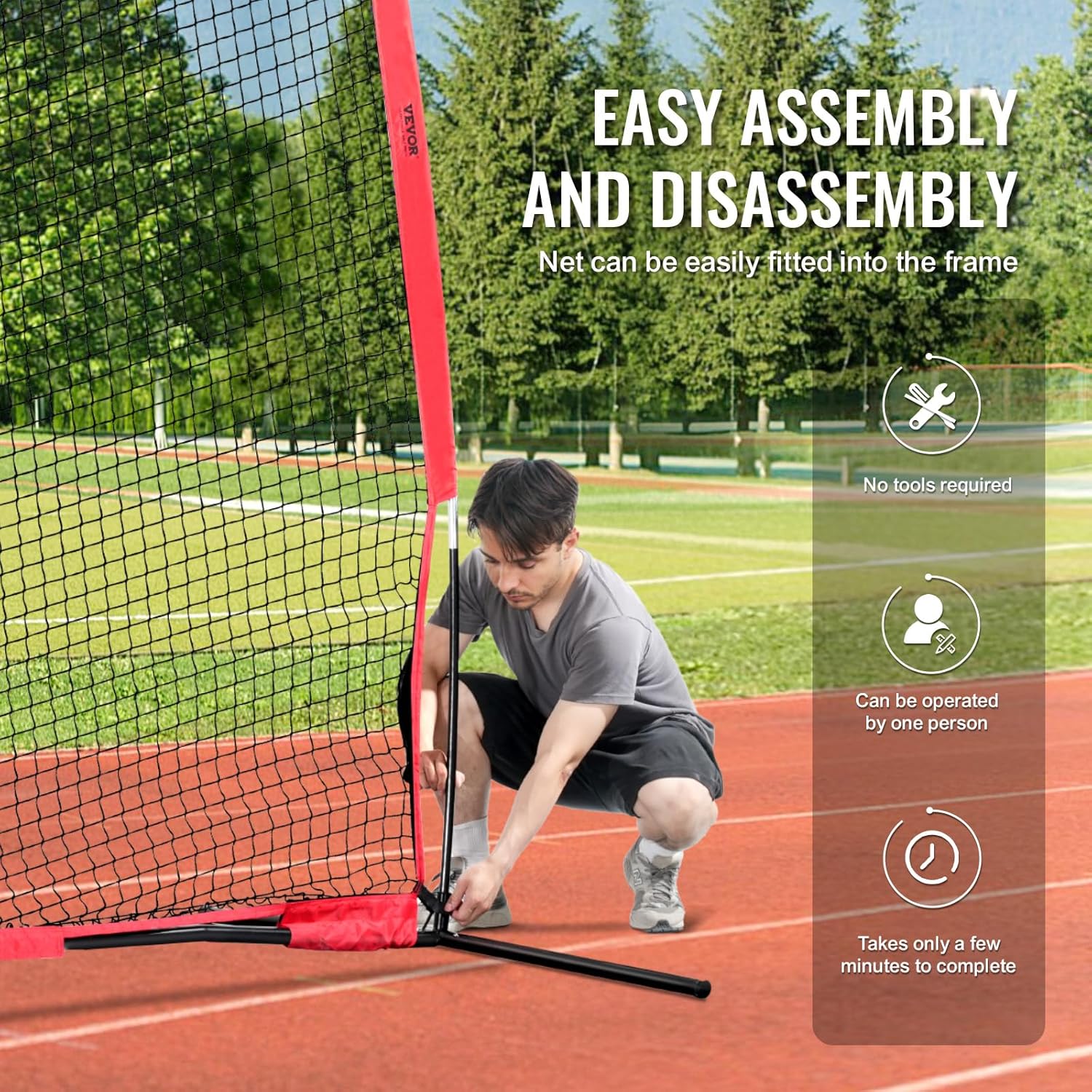 VEVOR 7X7ft/12X9ft/16X10ft/20x10ft Barricade Backstop Net, Ball Sports Barrier Netting, Portable Practice Net for Baseball Softball Lacrosse Hockey Basketball Equipment Training Net