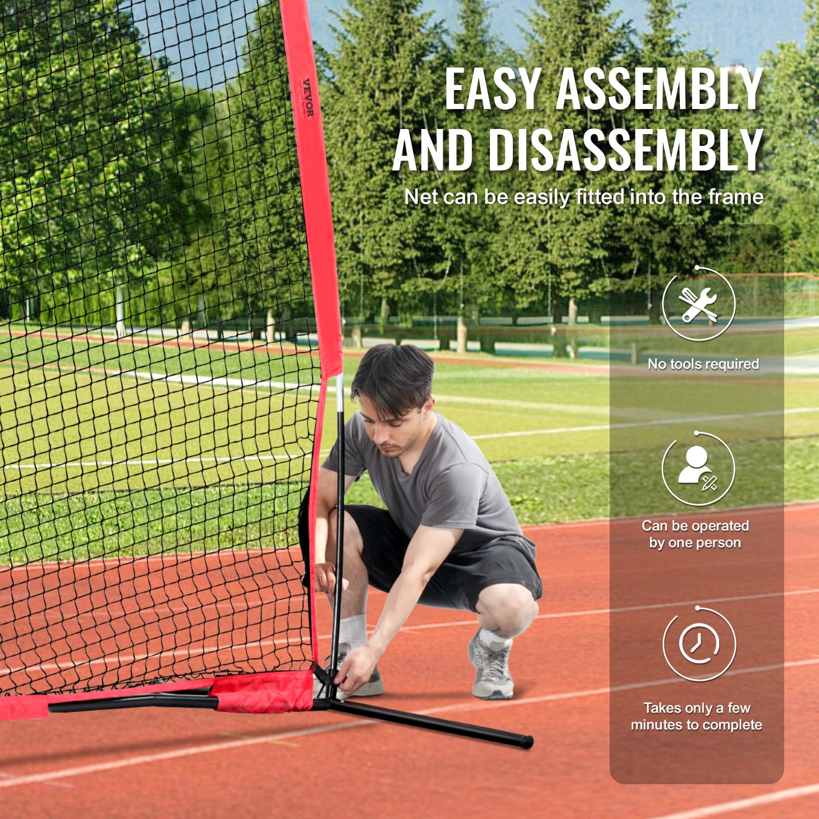 VEVOR Barricade Backstop Filet de Protection Portable avec Sac de Transport, écran de Protection pour Baseball, Softball, Lacrosse, Football, Hockey, pour arrière-Cour